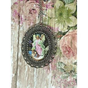 Guardian Angel Jewelry Porcelain Brooch Necklace